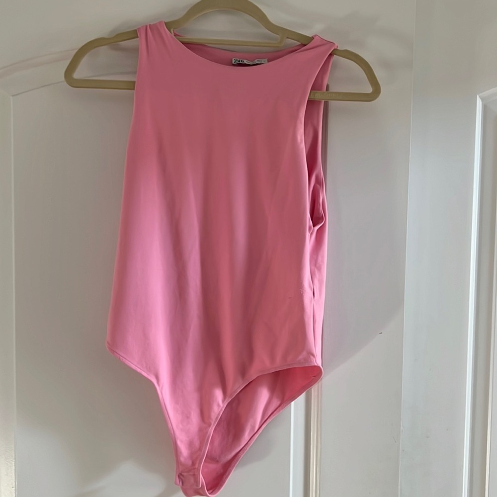 Zara high neck pink bodysuit